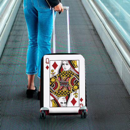 Queen Of Diamonds Playing Card Print Luggage Cover