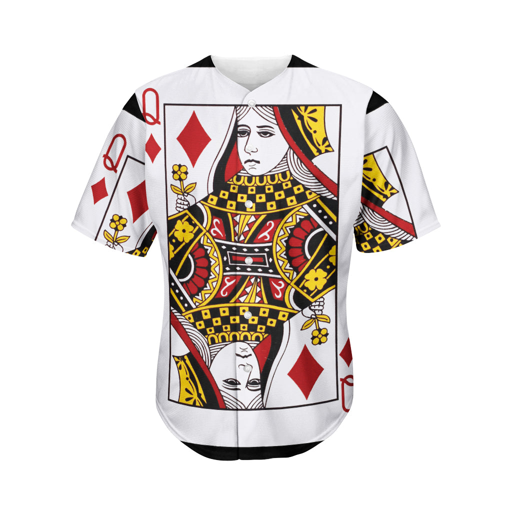 Queen Of Diamonds Playing Card Print Men's Baseball Jersey
