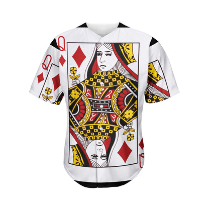 Queen Of Diamonds Playing Card Print Men's Baseball Jersey