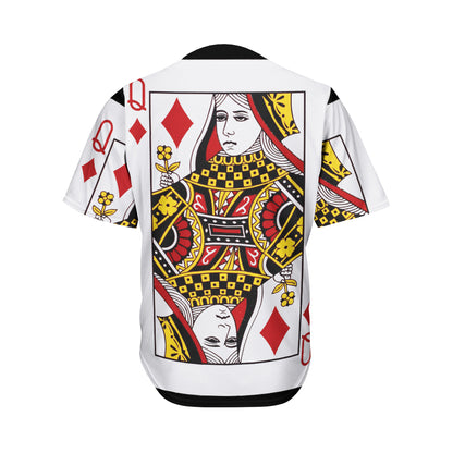 Queen Of Diamonds Playing Card Print Men's Baseball Jersey