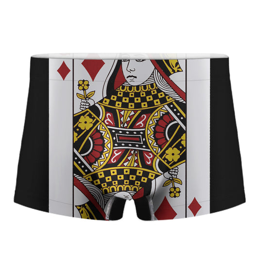 Queen Of Diamonds Playing Card Print Men's Boxer Briefs