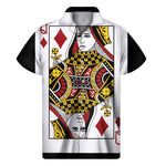 Queen Of Diamonds Playing Card Print Men's Short Sleeve Shirt