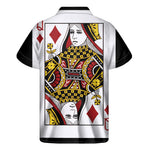 Queen Of Diamonds Playing Card Print Men's Short Sleeve Shirt