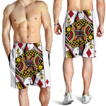 Queen Of Diamonds Playing Card Print Men's Shorts