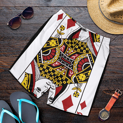 Queen Of Diamonds Playing Card Print Men's Shorts