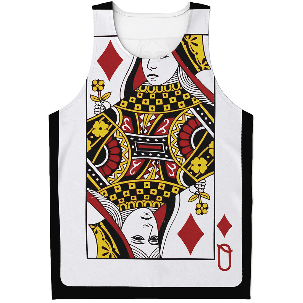 Queen Of Diamonds Playing Card Print Men's Tank Top