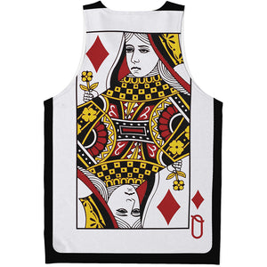 Queen Of Diamonds Playing Card Print Men's Tank Top