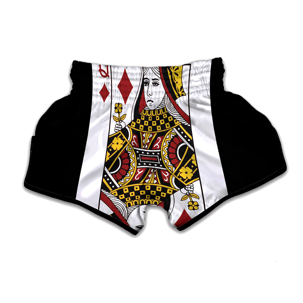 Queen Of Diamonds Playing Card Print Muay Thai Boxing Shorts