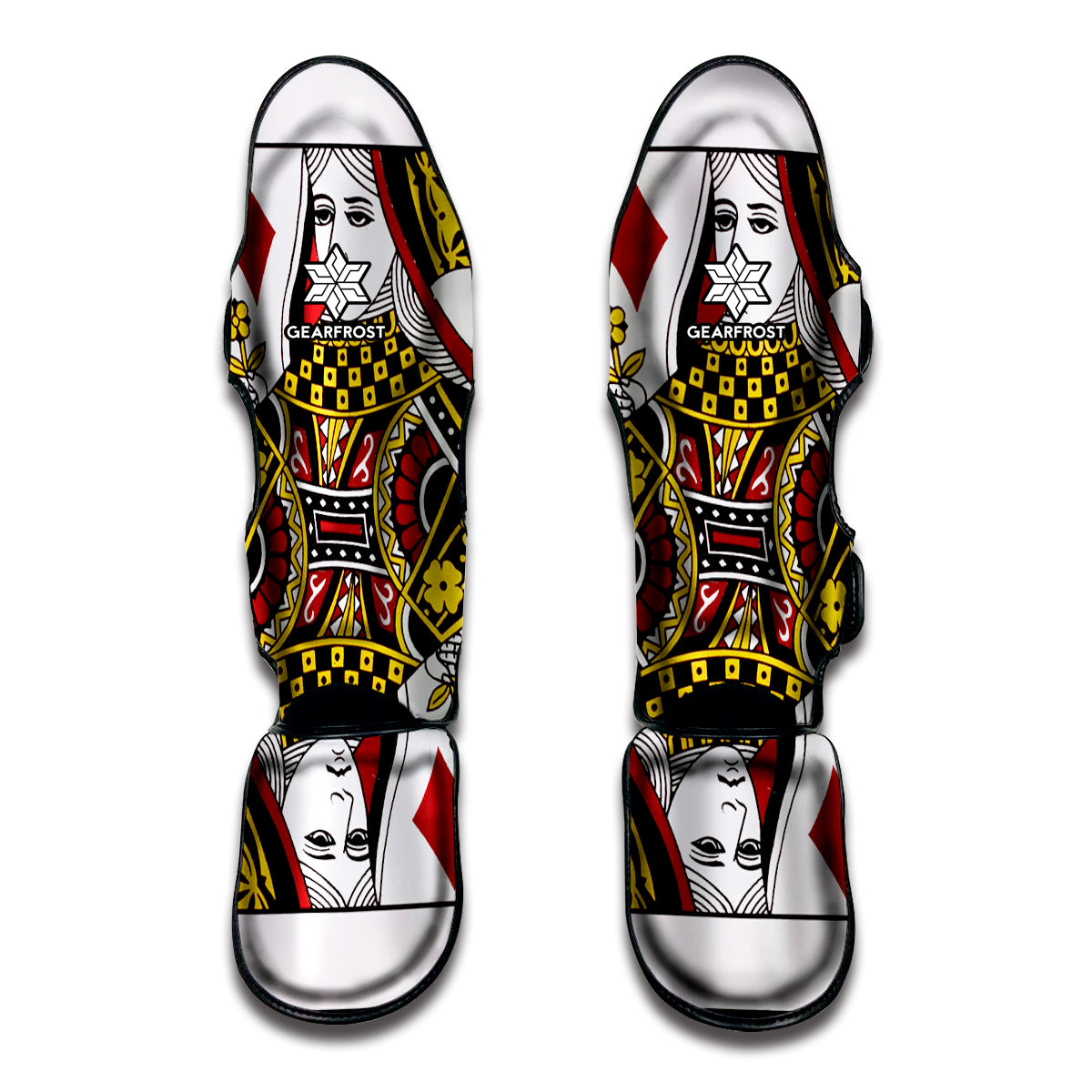 Queen Of Diamonds Playing Card Print Muay Thai Shin Guard