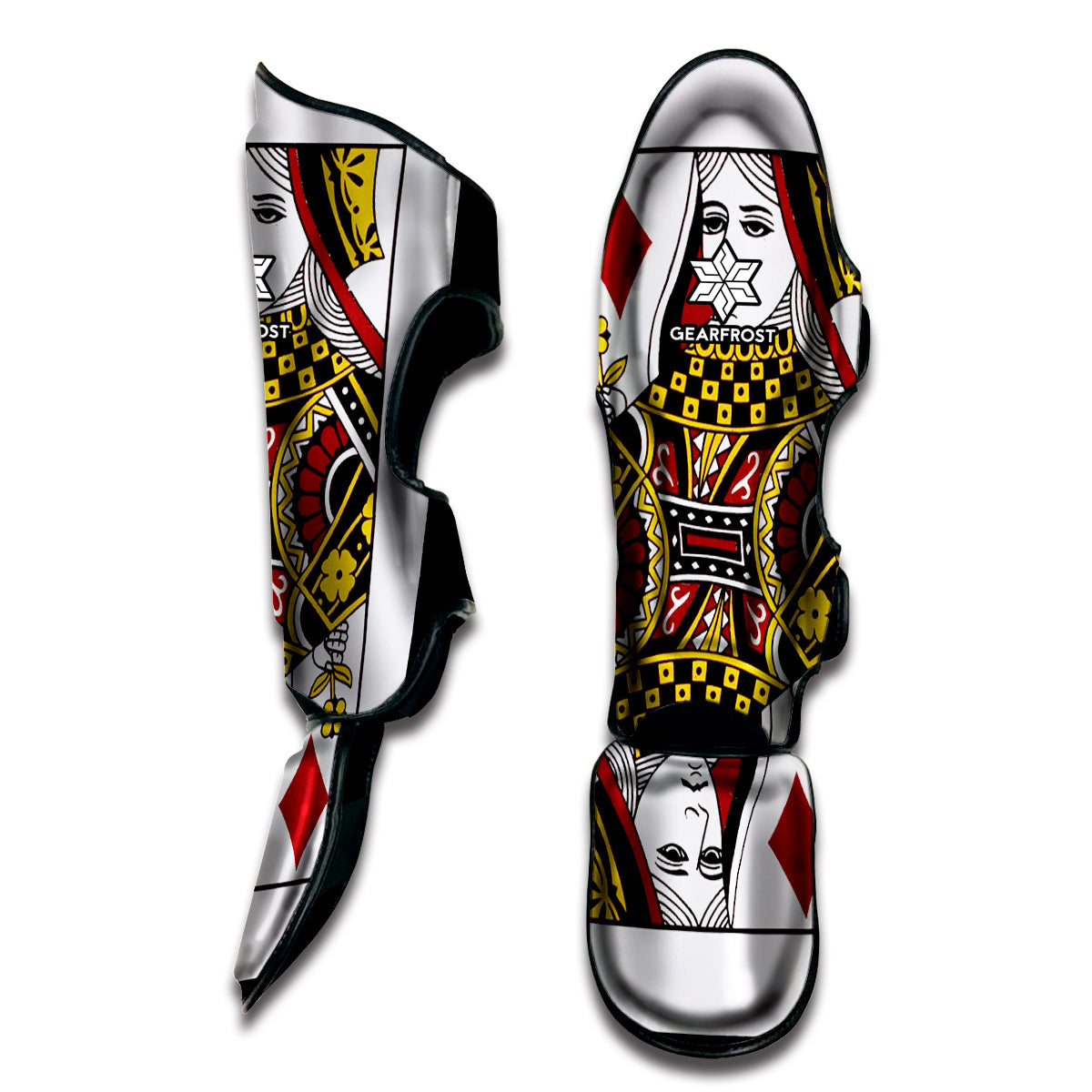 Queen Of Diamonds Playing Card Print Muay Thai Shin Guard