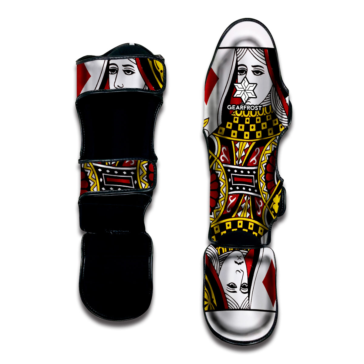 Queen Of Diamonds Playing Card Print Muay Thai Shin Guard