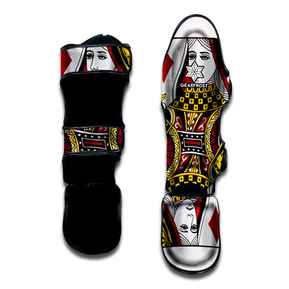 Queen Of Diamonds Playing Card Print Muay Thai Shin Guard