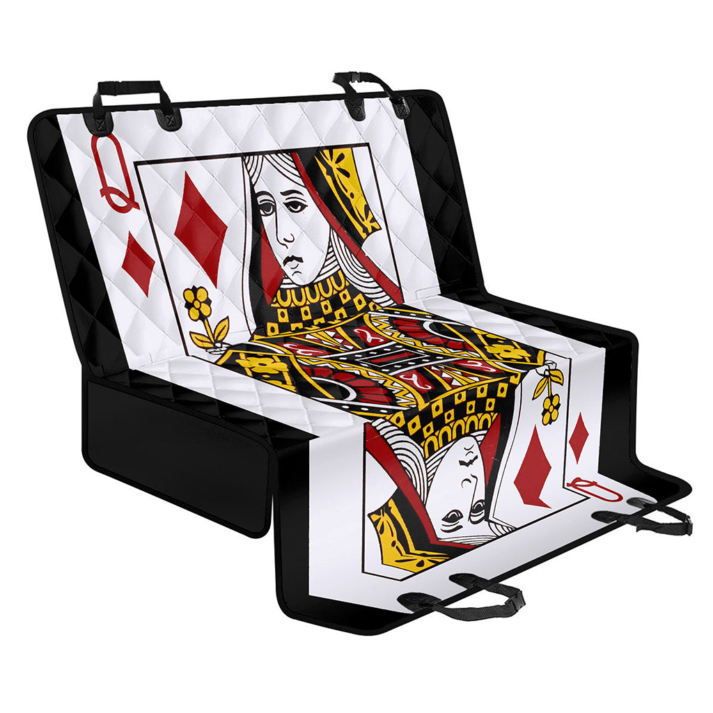 Queen Of Diamonds Playing Card Print Pet Car Back Seat Cover
