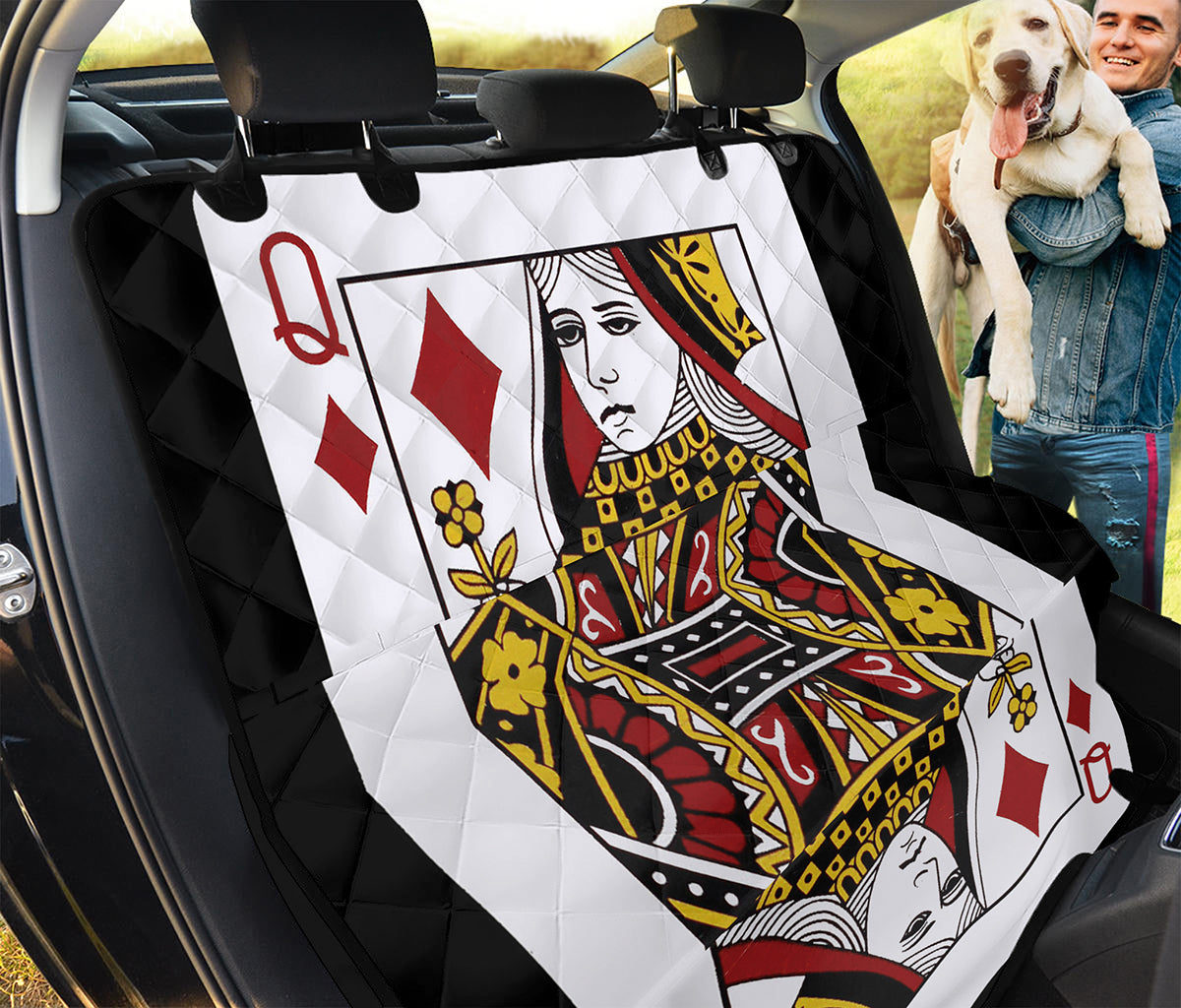 Queen Of Diamonds Playing Card Print Pet Car Back Seat Cover