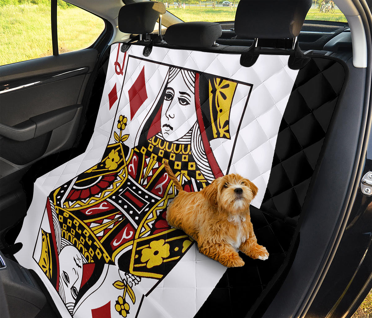 Queen Of Diamonds Playing Card Print Pet Car Back Seat Cover