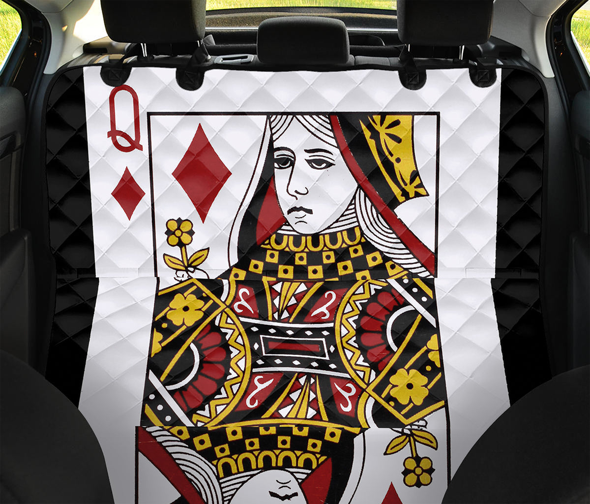 Queen Of Diamonds Playing Card Print Pet Car Back Seat Cover