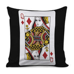 Queen Of Diamonds Playing Card Print Pillow Cover