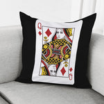 Queen Of Diamonds Playing Card Print Pillow Cover
