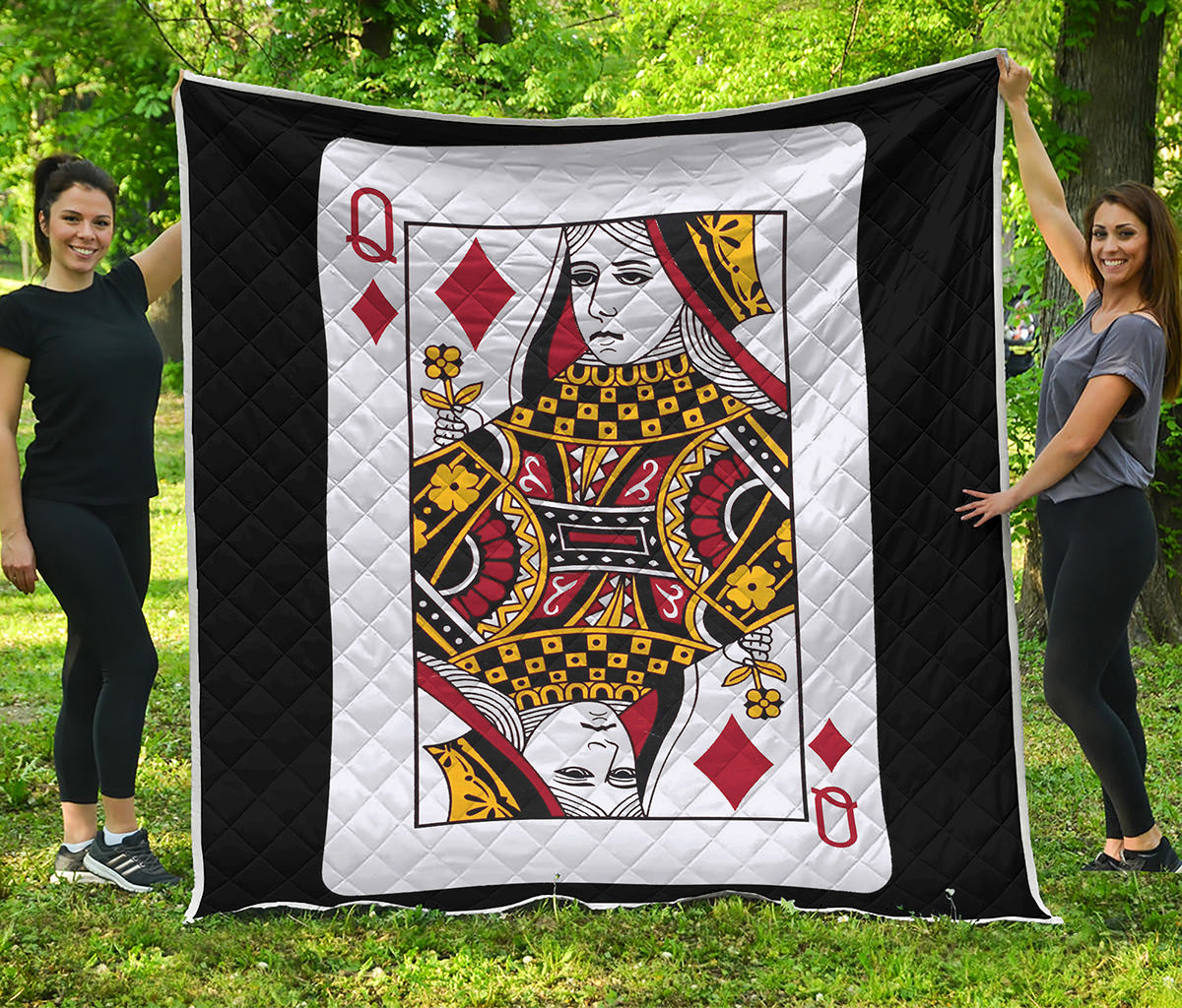 Queen Of Diamonds Playing Card Print Quilt