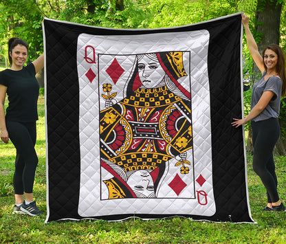 Queen Of Diamonds Playing Card Print Quilt