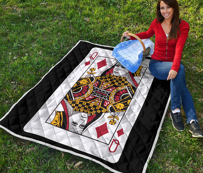 Queen Of Diamonds Playing Card Print Quilt