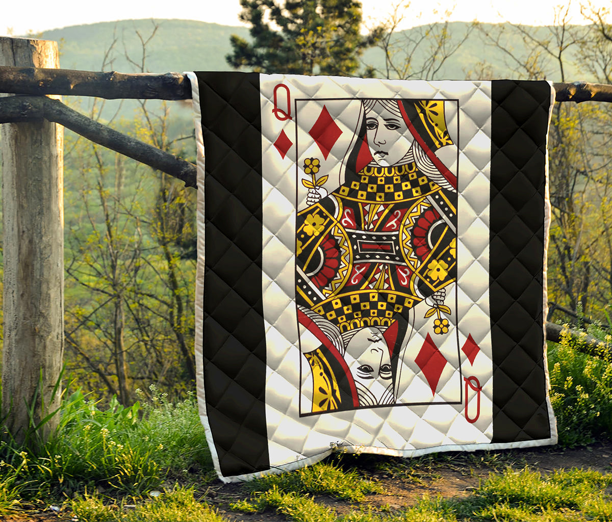 Queen Of Diamonds Playing Card Print Quilt