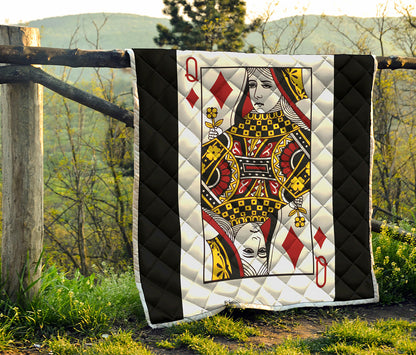Queen Of Diamonds Playing Card Print Quilt