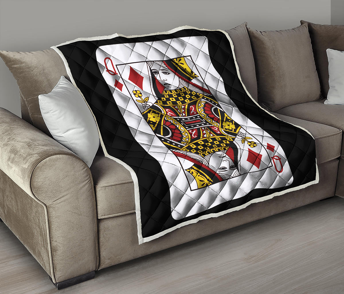 Queen Of Diamonds Playing Card Print Quilt