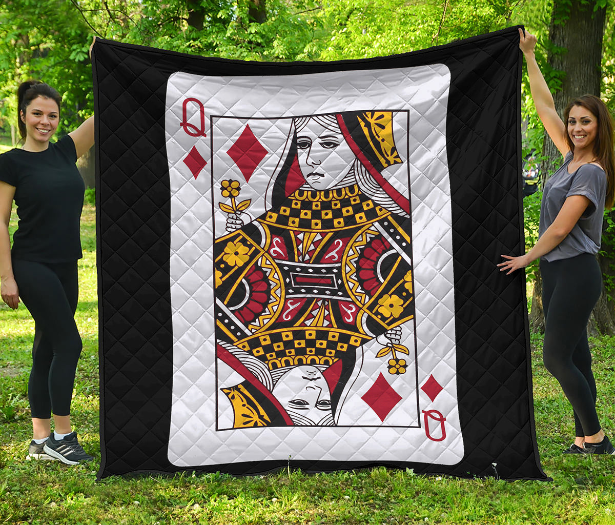 Queen Of Diamonds Playing Card Print Quilt