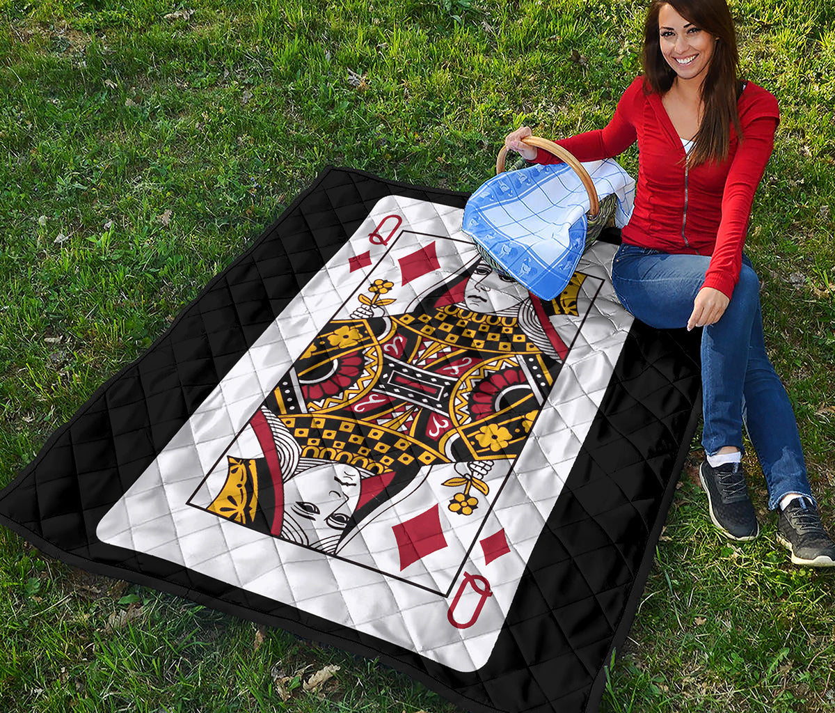 Queen Of Diamonds Playing Card Print Quilt