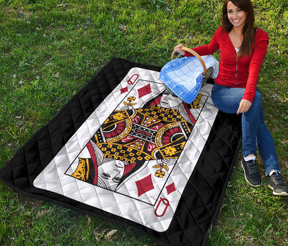 Queen Of Diamonds Playing Card Print Quilt