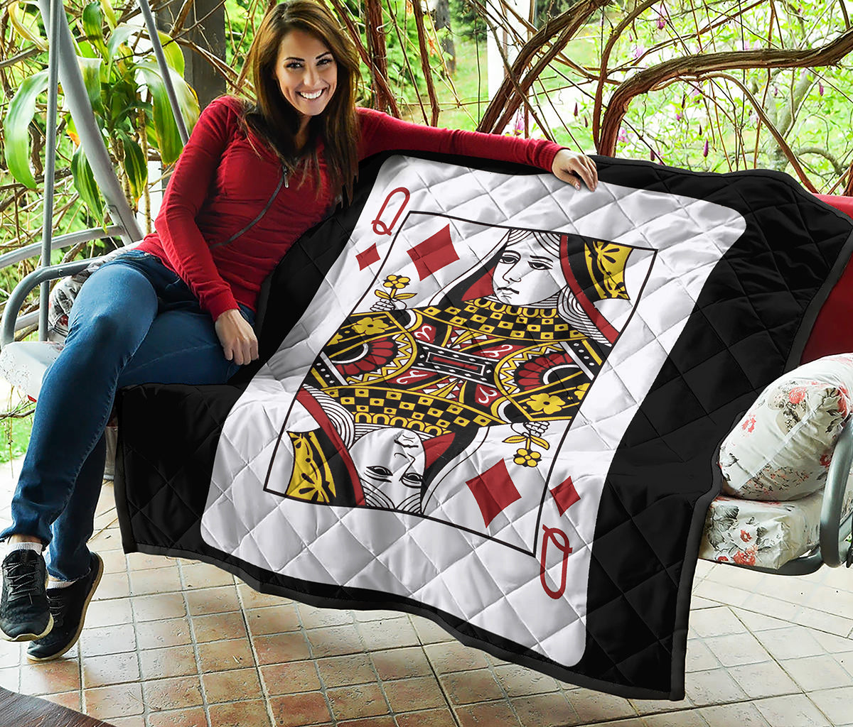 Queen Of Diamonds Playing Card Print Quilt