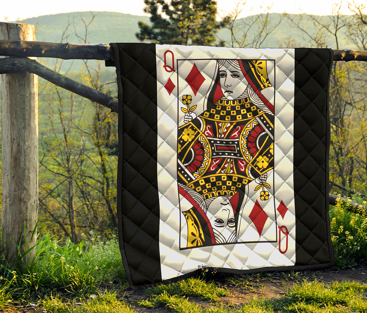 Queen Of Diamonds Playing Card Print Quilt