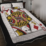 Queen Of Diamonds Playing Card Print Quilt Bed Set