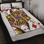 Queen Of Diamonds Playing Card Print Quilt Bed Set