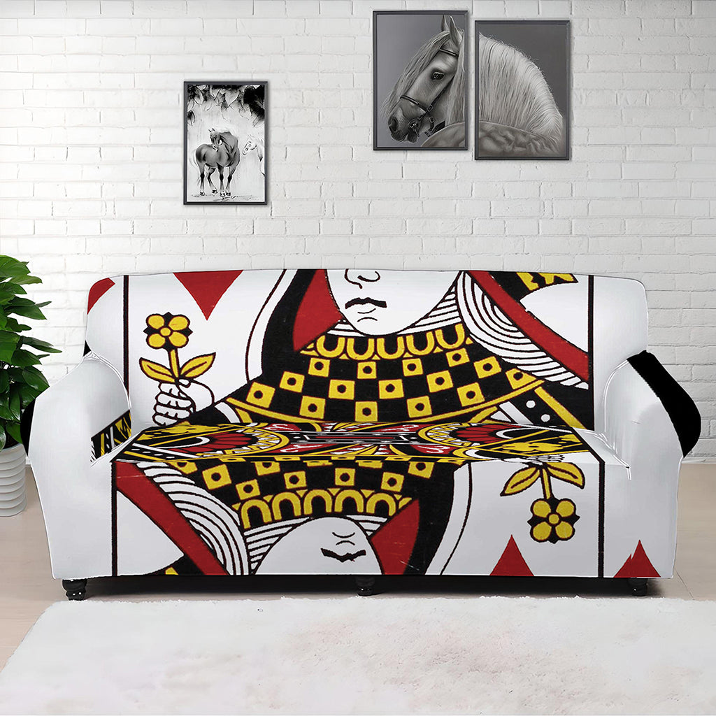 Queen Of Diamonds Playing Card Print Sofa Cover