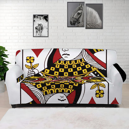 Queen Of Diamonds Playing Card Print Sofa Cover