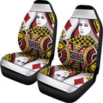 Queen Of Diamonds Playing Card Print Universal Fit Car Seat Covers