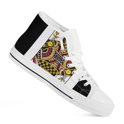 Queen Of Diamonds Playing Card Print White High Top Shoes