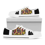 Queen Of Diamonds Playing Card Print White Low Top Shoes