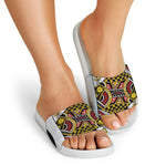 Queen Of Diamonds Playing Card Print White Slide Sandals