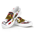 Queen Of Diamonds Playing Card Print White Slip On Sneakers