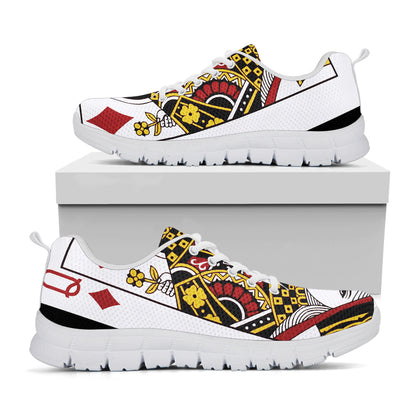 Queen Of Diamonds Playing Card Print White Sneakers