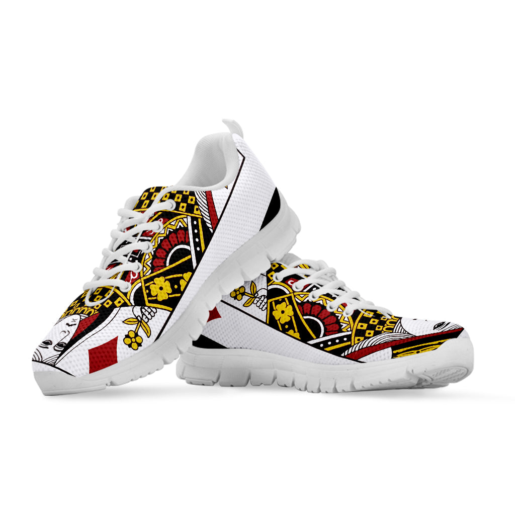 Queen Of Diamonds Playing Card Print White Sneakers
