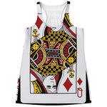 Queen Of Diamonds Playing Card Print Women's Racerback Tank Top
