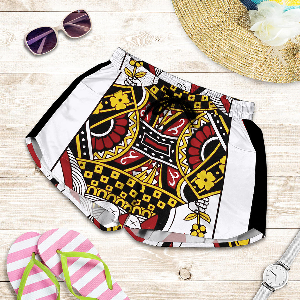 Queen Of Diamonds Playing Card Print Women's Shorts