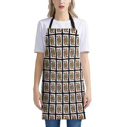 Queen Of Hearts Playing Card Pattern Print Apron