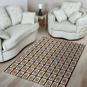 Queen Of Hearts Playing Card Pattern Print Area Rug