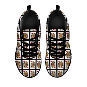 Queen Of Hearts Playing Card Pattern Print Black Sneakers