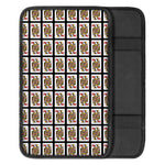 Queen Of Hearts Playing Card Pattern Print Car Center Console Cover